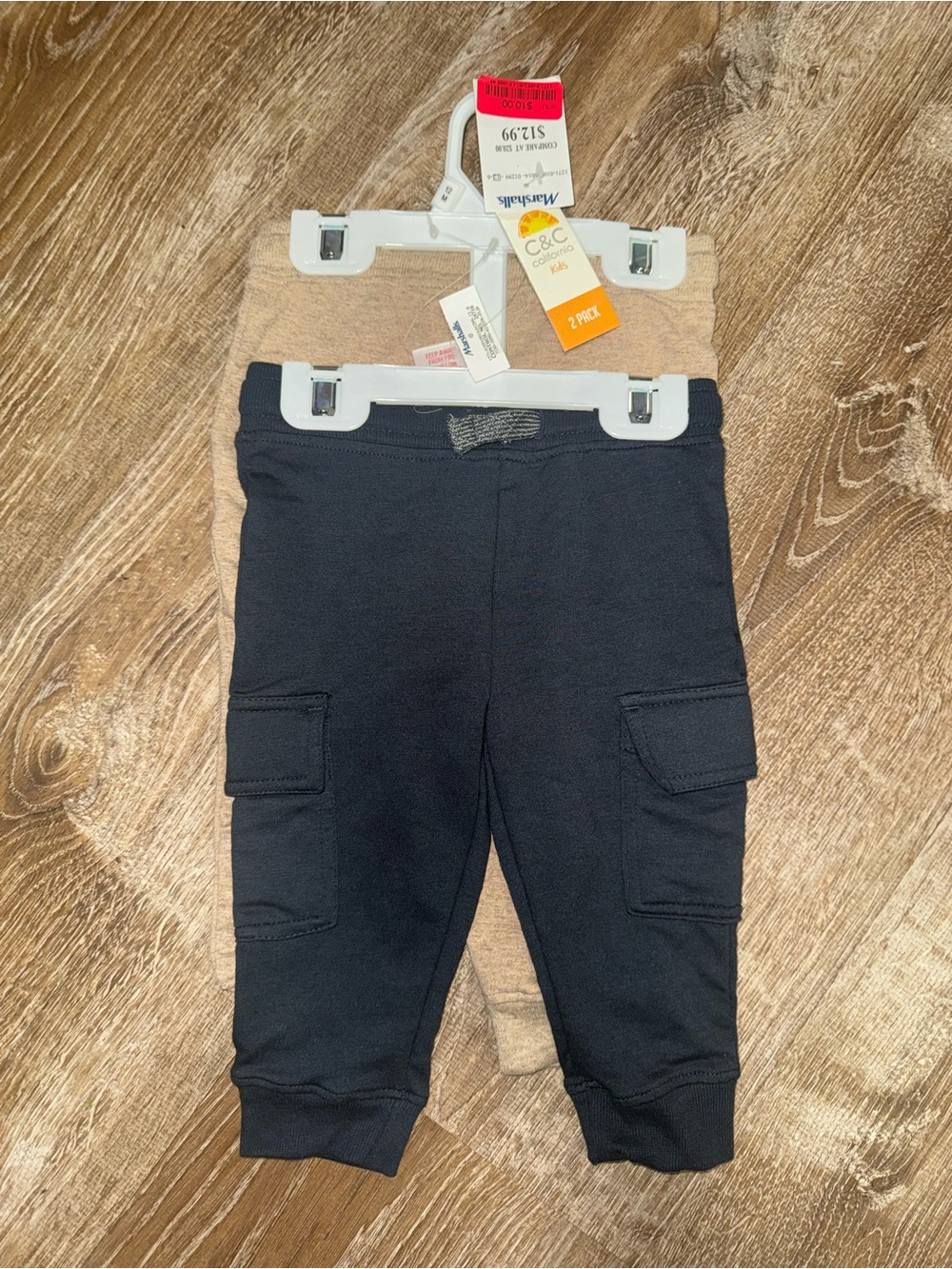 C.C Kids 2-Pack Cargo Joggers in Black and Tan